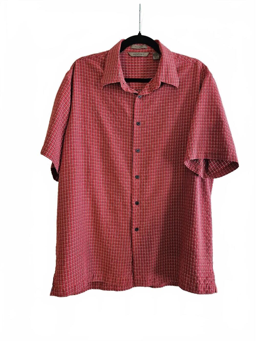 AXIST "Surf Soft" Red & White Micro Checkered Short Sleeve Shirt-Large-Dadcore
